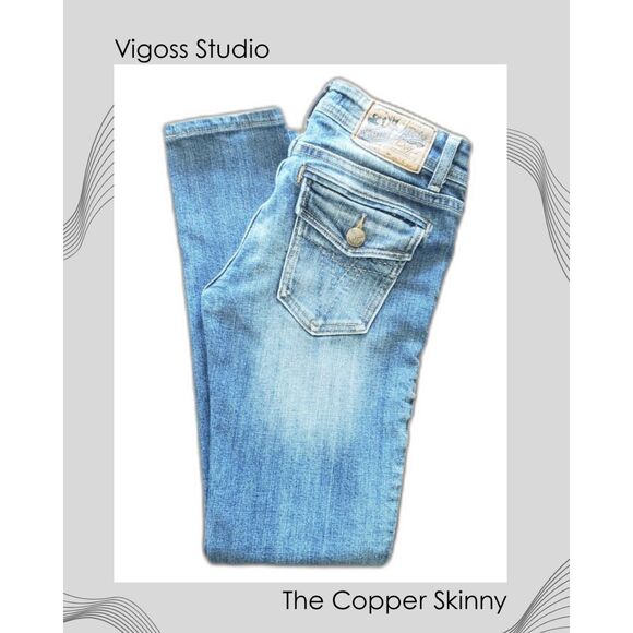 Vigoss Denim - Vigoss Size 3/4 Copper Skinny Jean Denim Cotton Western Flap Pockets Fall Winter